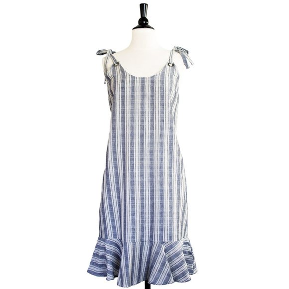 Mystree Blue and White Striped Tie-Strap Dress - Picture 1 of 5